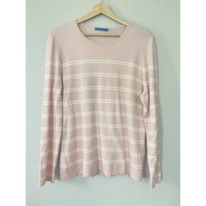 J.McLaughlin Sweater Striped Women Sz XL Pink White Cotton Modal Casual